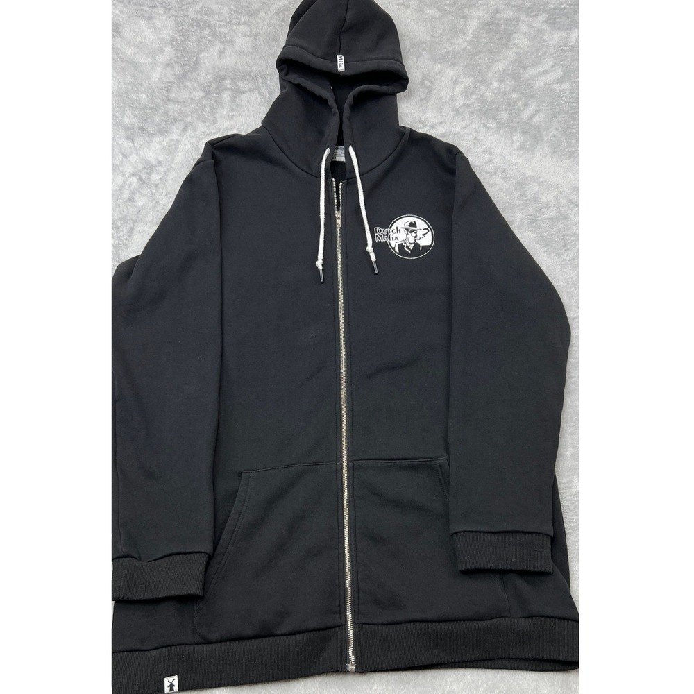 Dutch Bros Dutch Mafia Zip Hoodie Size 3XL Black Graphic Coffee Sweatshirt - Picture 2 of 9